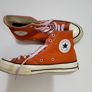 Converse All Star Hi Top Orange Sneakers Size Mens 7.5 Womens 9.5 Vint